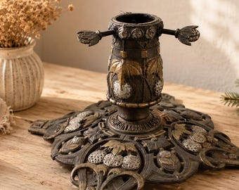 Antiker Gusseisen Weihnachtsbaumständer um 1900 – Drehbarer Christbaumständer – Jugendstil – Historischer Tannenbaumständer aus Gusseisen