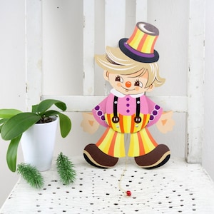 Mertens, Clown Jumping Jack, jumping jack children&#39;s room wall decoration children&#39;s toy handmade