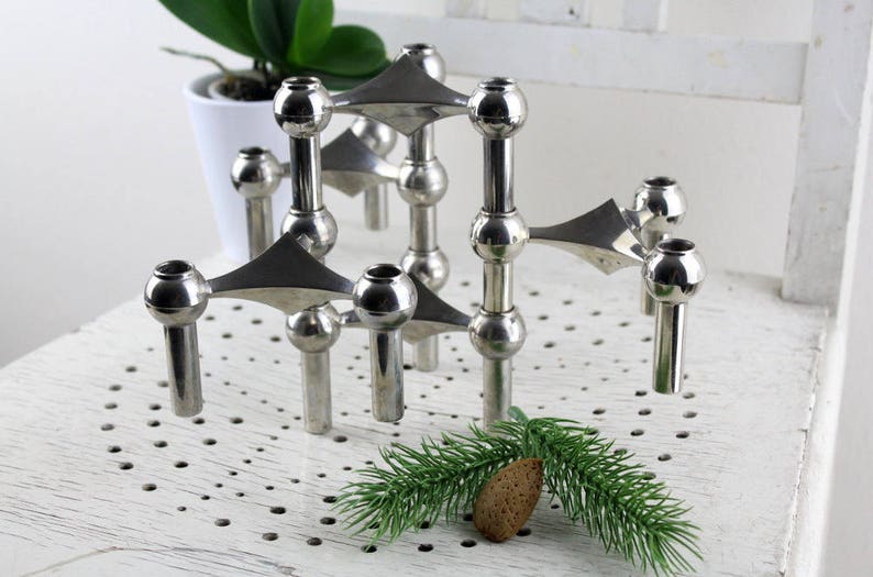 Vintage. BMF 10 Pieces Candlestick Candle Holder Mid Century Nail Stick Candle Holder image 3