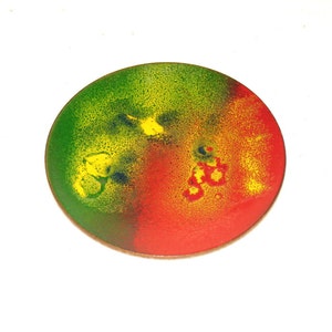50s Copper Plate Coaster Bar Decoration Colorful Pattern Furniture and Decoration from West Germany Bowl Serving Plate