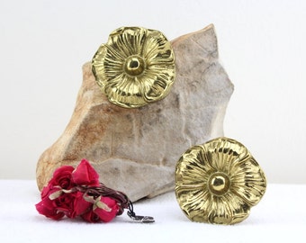 Vintage curtain holder brass flowers living room decoration curtain rod