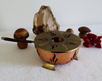 Vintage Antique Copper - Warmer -Teewärmer - handmade copper brass diameter 13.5 cm ( 5.31 inches) with handle