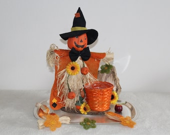 Halloween handmade flowerpot figure Made in Germany '80s Seasonal Decorations Autumn Winter