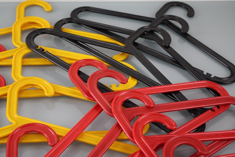 Set of 20 Vintage IKEA Coat Hangers in Red, Yellow and Black Made of