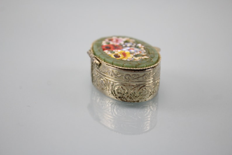 Pill Box Enamel Coated Miniature Tiles Handmade Precious Unique Piece