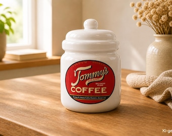 Azucarero de cerámica vintage – Cafetera retro con tapa – Organizador de cocina – Regalo para amantes del café