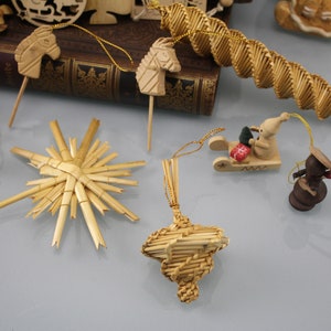 Vintage. 60s Christmas tree decoration 17 pieces Christmas decorations figures to hang vintage straw figures straw stars Erzgebirge image 10