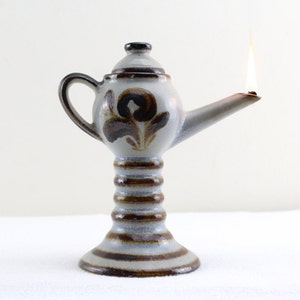 Mid Century West German Oil Lamp 70s Ceramic Lamp Petroleum Lamp