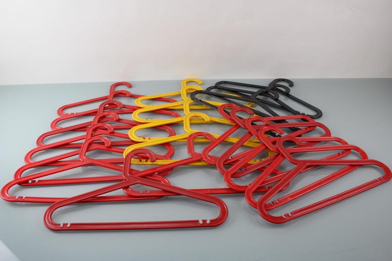 Set of 20 Vintage IKEA Coat Hangers in Red, Yellow and Black Made of