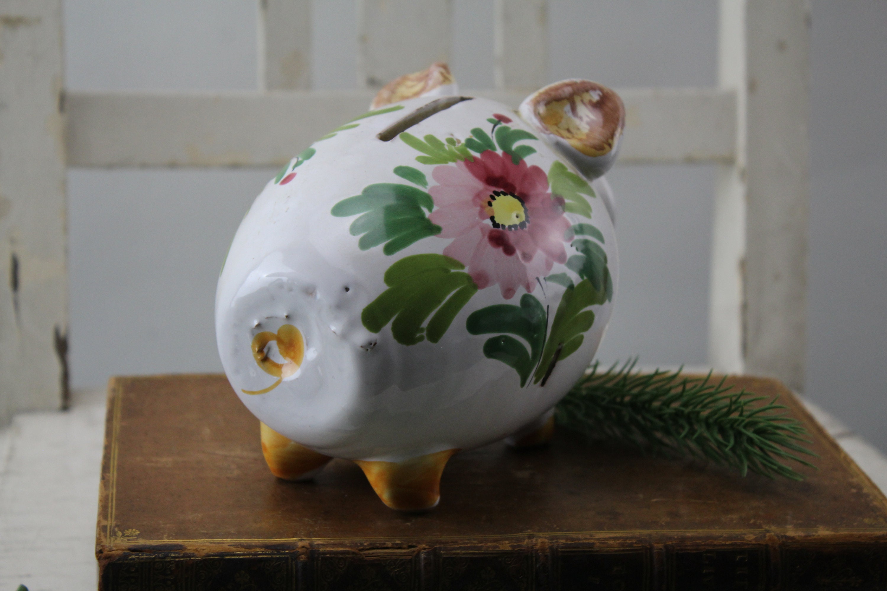 豚貯金箱磁器貯金箱ヴィンテージイタリアセラミック手作りショー