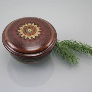 Vintage 70s Porcelain Lid Can Sun Flower Pattern Ceramic Porcelain Container Scandinavian Design