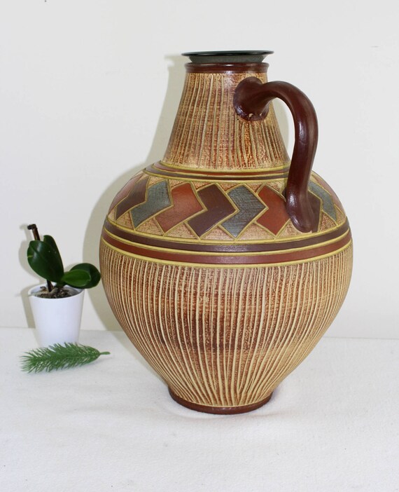Vintage Floor Vase Handmade From The 60s Large Vase With Etsy