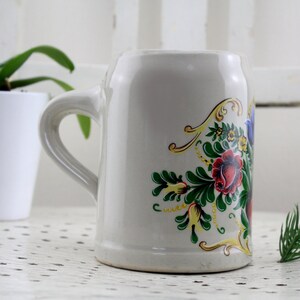 Vintage beer mug flower pattern ceramic handmade 0.5 liter image 3