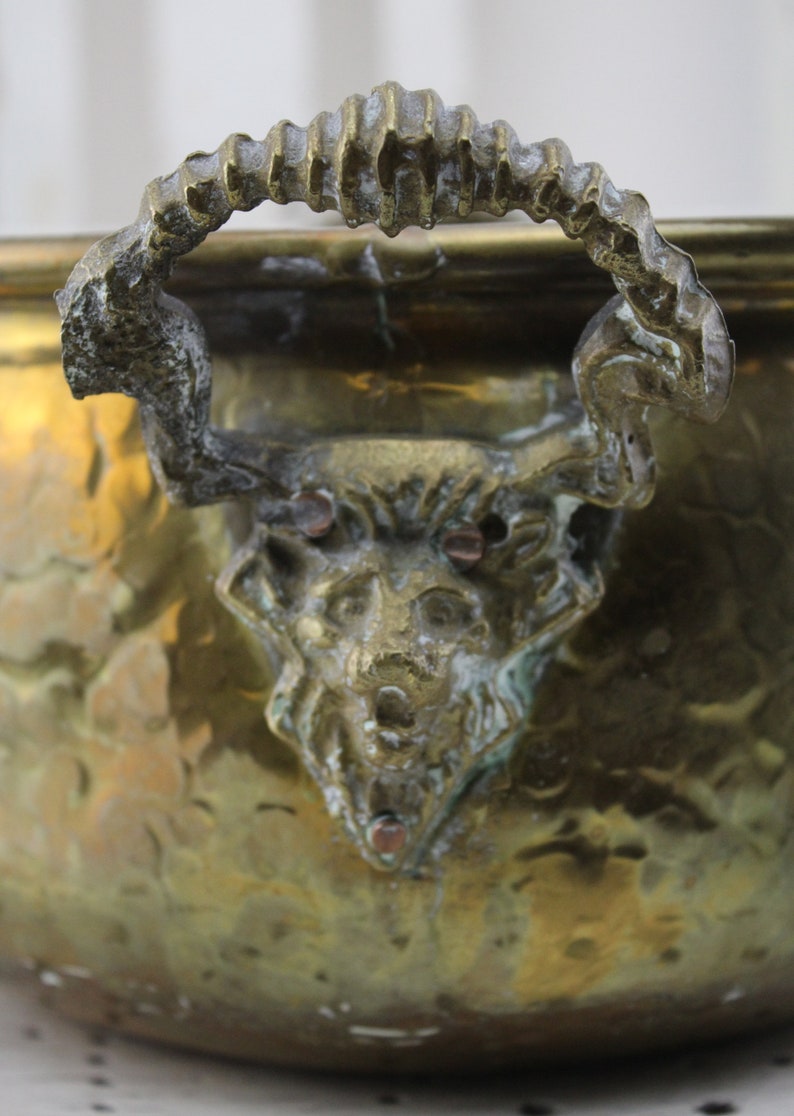 Antique Ca 100 Years Old Brass Pot Round With Handles Handmade