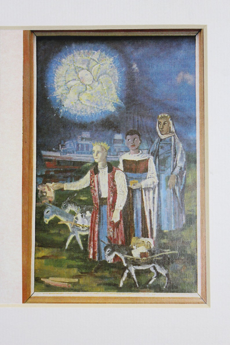 Vintage. Christmas picture from the year 1986 mural postcards pictures Jesus Christ birth Nazareth Maria and Josef image 3