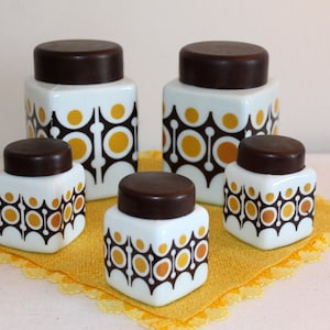 Vintage. 5 Pieces Gorgeous Porcelain Container from the 50s Mid Century Rockabilly Furniture and Decoration image 1