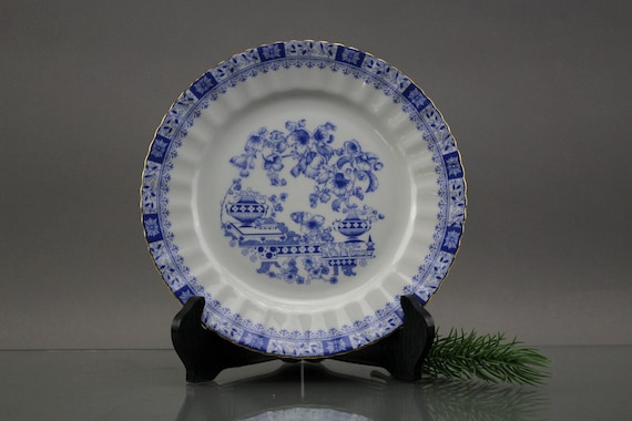 Vintage Blau Weiß China Blau Bavaria Porzellan Teller Kuchenteller Servierplatte Mid Century German Transferware Kuchen Teller RTS Bavaria