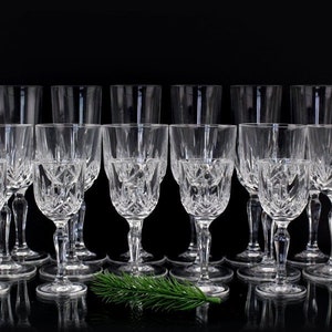 THERESIENTHAL 18-piece high-quality crystal glasses set 1930s sparkling wine glasses, cognac glasses, liqueur glasses vintage