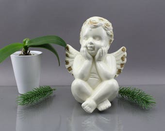 Vintage Handmade Gorgeous Figure White Angel Mid Century Made in Germany Porcelain Display Cabinet Decoration 80s