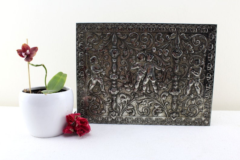 Antique Metal Box Container Tea Tin Can Horses Etsy