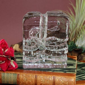 Walther Design clear glass vase - 1960s Mid Century Pop Art Rockabilly Generation Decoration Square Vase Glass