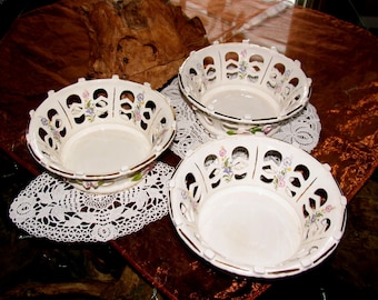 Tres hermosos cuencos de porcelana hechos a mano Zajecar Yugoslavia 1950 Porcelana coleccionable Yugoslavia