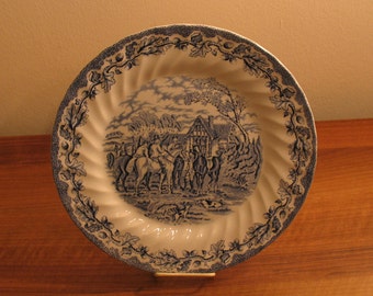 English porcelain plate of Myotts Country Life Hand Engraved Fine English Scenes Hire Stafford Ware Made in England
