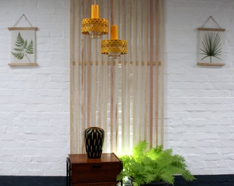Vintage. GRAEWE Mid Century 70s Ceiling Lamp Setb2 Pieces Hanging Lamp Yellow Matell Vintage Pop Art Decor