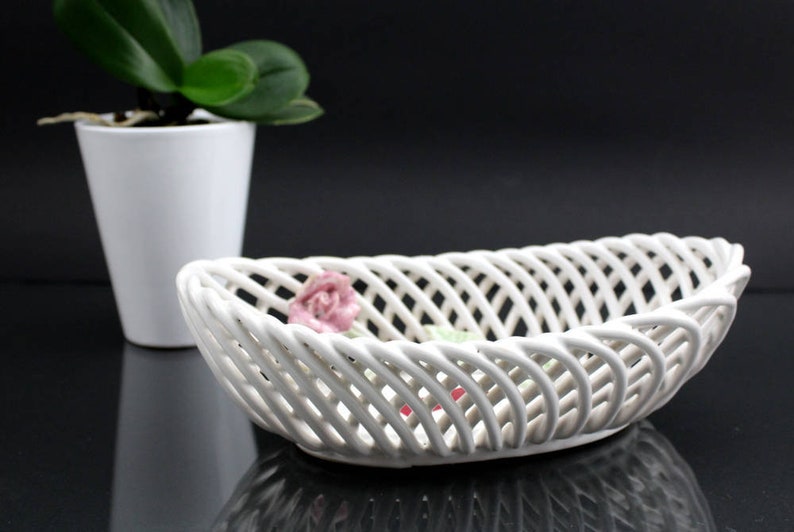 Vintage porcelain bowl with rose table decoration Hand made and painted by Janusz Baranowski Made in Poland