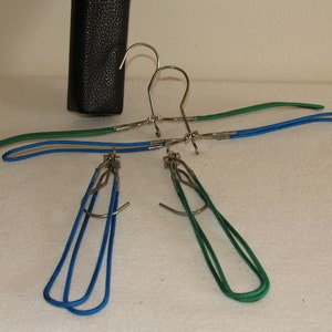 Vintage. 4 Pieces Retro Hanger with Bag from the 50s Original with Fabric Cover Mid Century Travel Hangers image 1