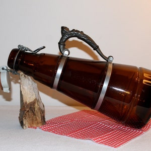 Vintage Extra Große Bierflasche XXL Deutsches Bier 3 Liter Flasche Zinn Griff 30er Jahre