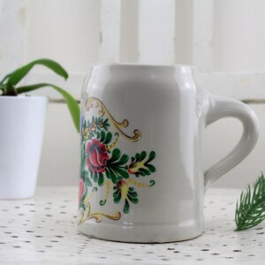 Vintage beer mug flower pattern ceramic handmade 0.5 liter image 2