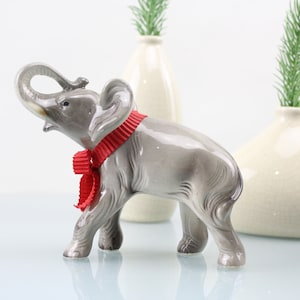 Elephant Porcelain Figurine Mid Century 70s Display Cases Figures Elephants Collection