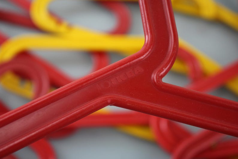 Set of 20 Vintage IKEA Coat Hangers in Red, Yellow and Black Made of