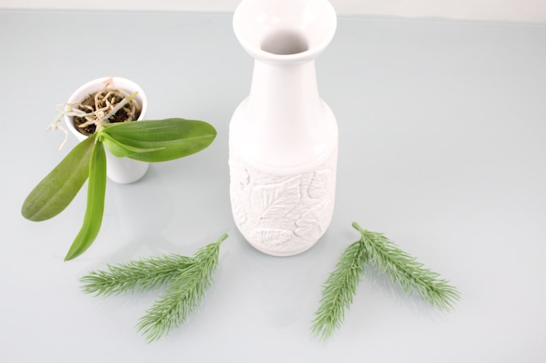 Vase Schumann Arzberg White Vase Handmade 60s Flower Vase Porcelain