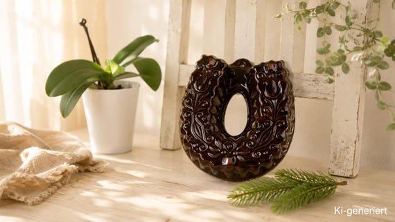 Vintage Scheurich Keramik Backform – Braune Gugelhupfform mit Relief – Ofenfeste Keramikform – Wandschmuck 70er Jahre