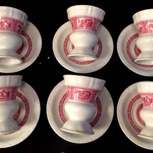 Set 12 pieces Rüdesheimer cup Heinrich porcelain with saucer Pharisee coffee mug