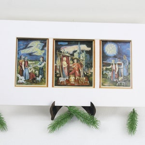 Vintage. Christmas picture from the year 1986 mural postcards pictures Jesus Christ birth Nazareth Maria and Josef image 1