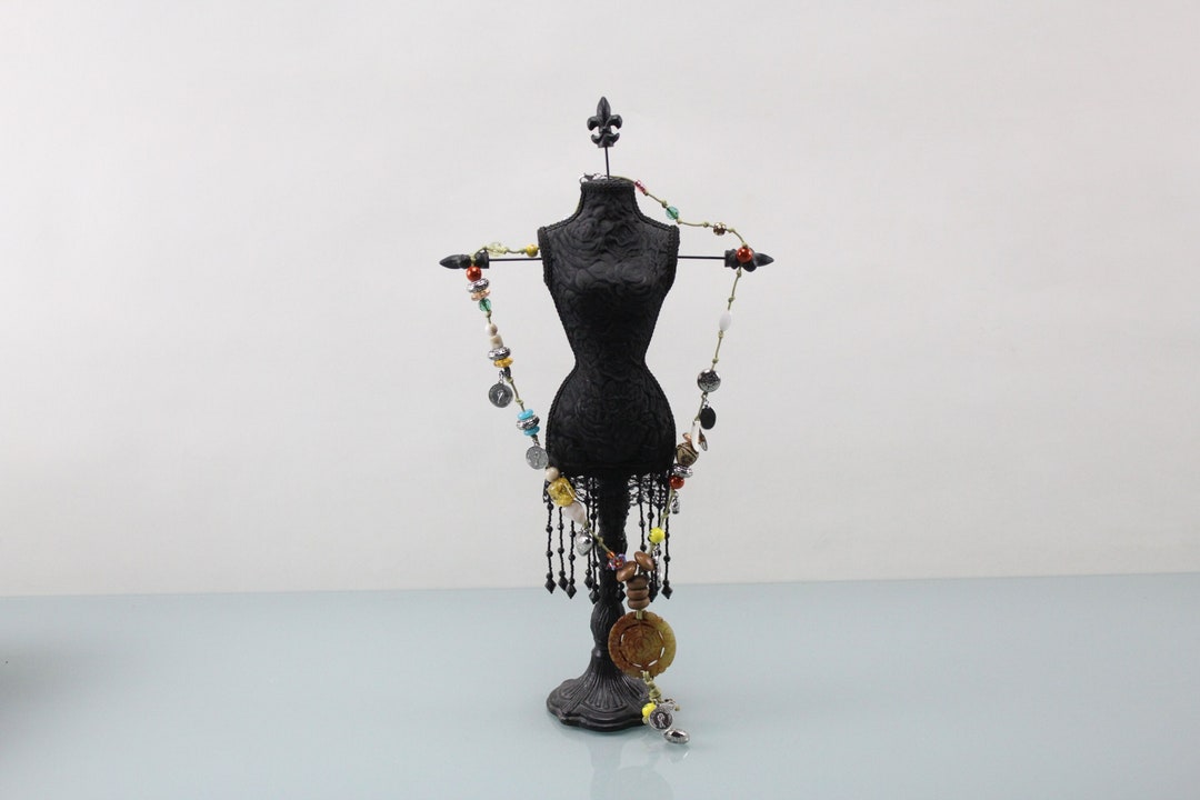 Jewelry Stand and Necklace 80s Decoration Woman Body Jewelry Metal Base