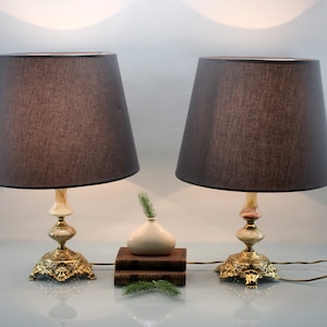 Baroque Style Vintage Lamp Set Table Lamp Kaiser Leuchten German Manufactory Marble and Brass Handcraft