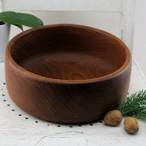 Mid Century Walnut Wood Bowl Table Decoration 60s Very Precious Piece Handmade Made in Denmark image 1