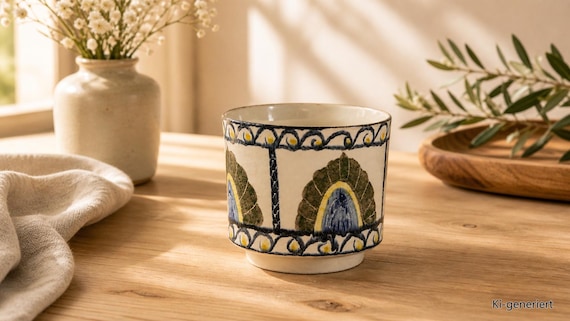 Vintage Blumentopf 60er Jahre Keramik – Mid Century Pflanztopf – Retro Übertopf – Seltene Keramik Vase Pflanzgefäß