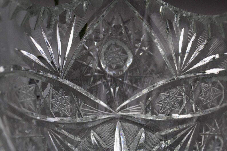 Vintage. Large Glass Lead Crystal Bowl Bowl With Handle Etsy