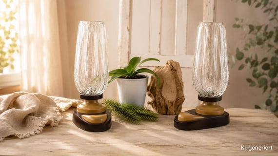 2 Vintage Nachttischlampen 70er Jahre – Retro Tischlampen – Set mit Strukturglas – E14 Lampen – Schlafzimmer Beleuchtung