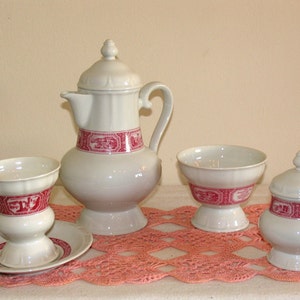 Rüdesheimer Set Sugar Bowl Serving Bowl Mug Saucer Heinrich Porcelain Coffee Mug Asbach Uralt Rüdesheim
