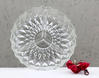 Glass pastry bowl 60s vintage mid century high quality crystal glass