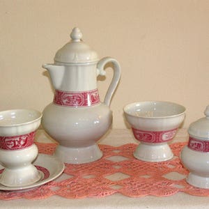 Rüdesheimer Set Sugar Bowl Serving Bowl Mug Saucer Heinrich Porcelain Coffee Mug Asbach Uralt Rüdesheim