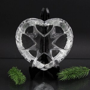 Vintage heart shape warmer glass mid century 1970s tealight glass crafts ice glass heart image 2