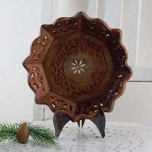 Mid Century Teak wood bowl Tischdekoration 50s very valuable piece of handmade Made in Germany image 1