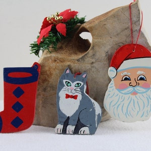 50s Christmas tree decoration Christmas decorations handmade wood hand-painted wooden figures for hanging seasonal decoration